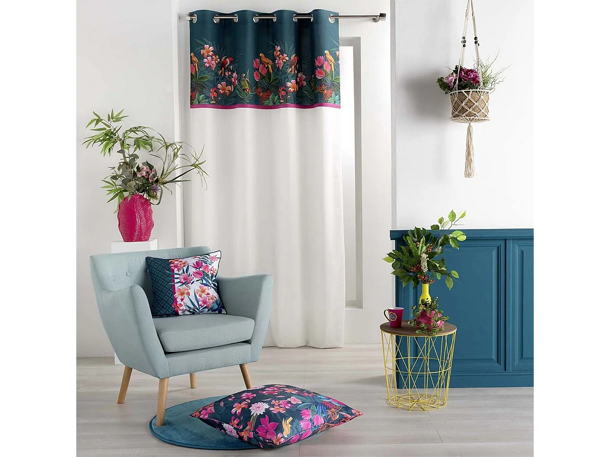 Rideau à Œillets "Exotic Paradise" 140x240cm Bleu