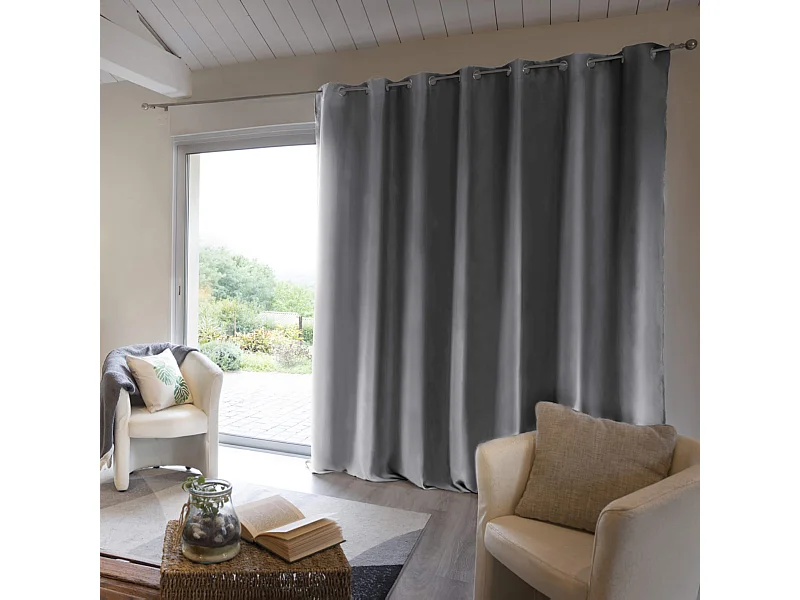 Rideau thermique à œillets gris 280x260