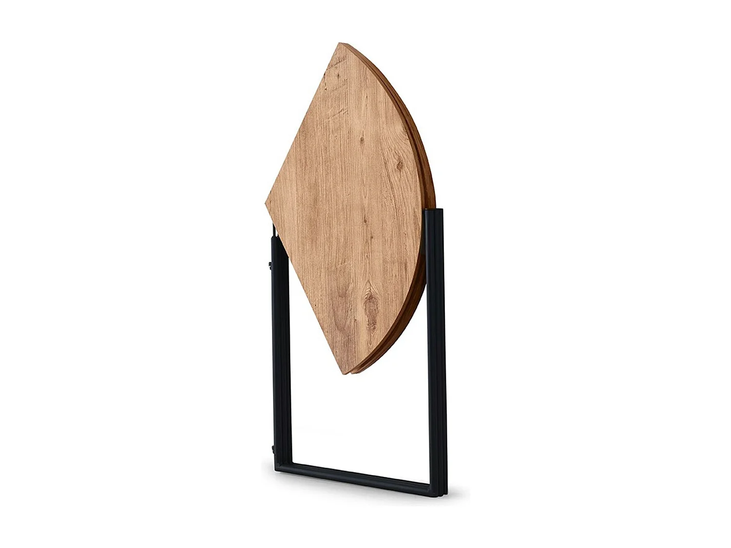 Table ronde pliable gain de place Origami Ø100cm Chêne clair et Métal Noir