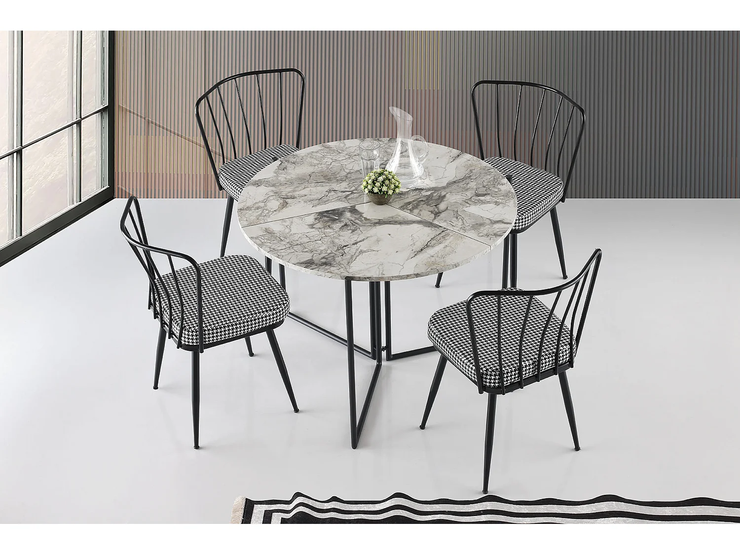 Table ronde pliable gain de place Origami Ø100cm Chêne clair et Métal Noir