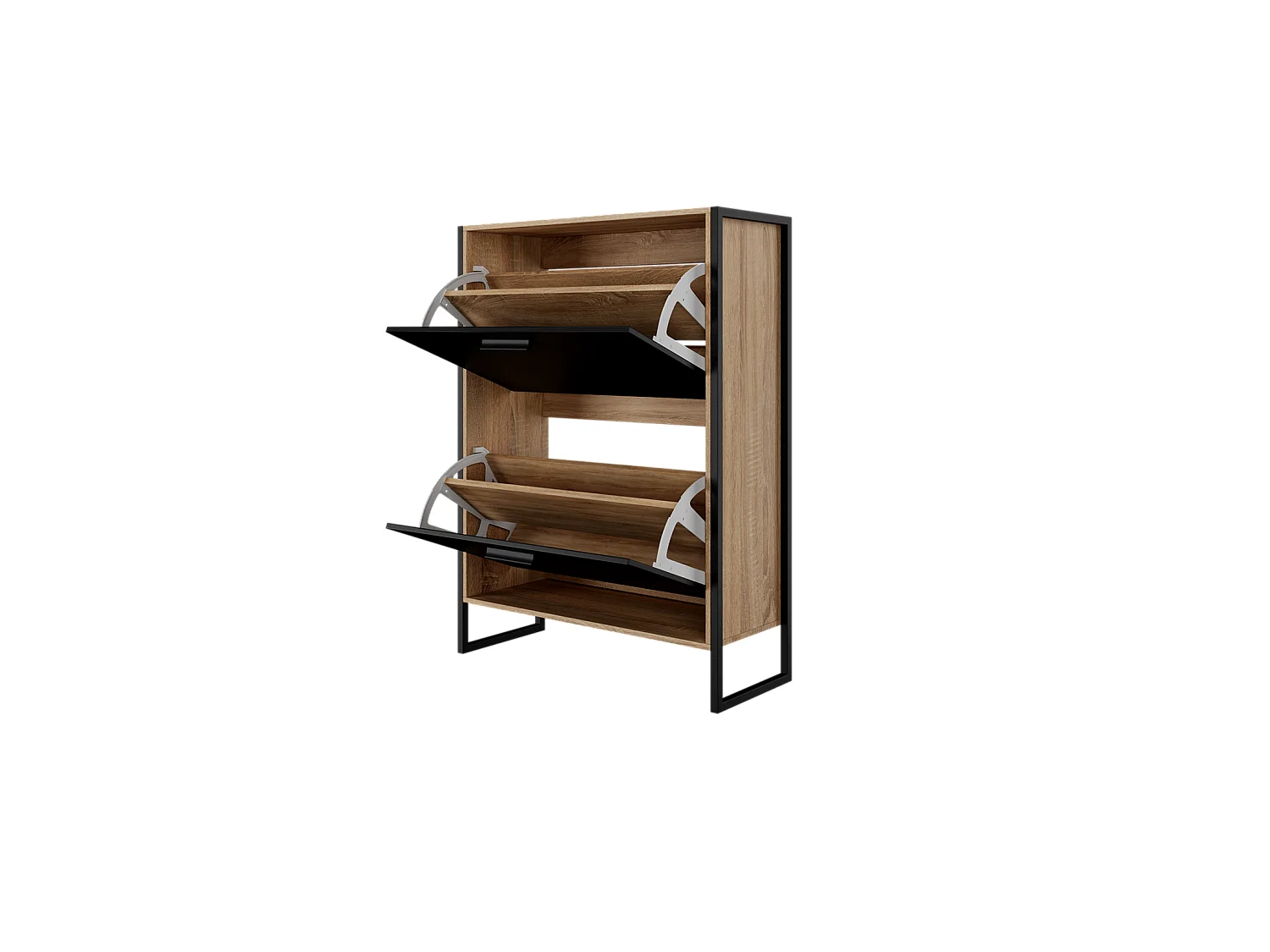 CASABEL Meuble A Chaussure Industriel 12 Paires, Pour Entrée, Couloir - Noir Bois Clair