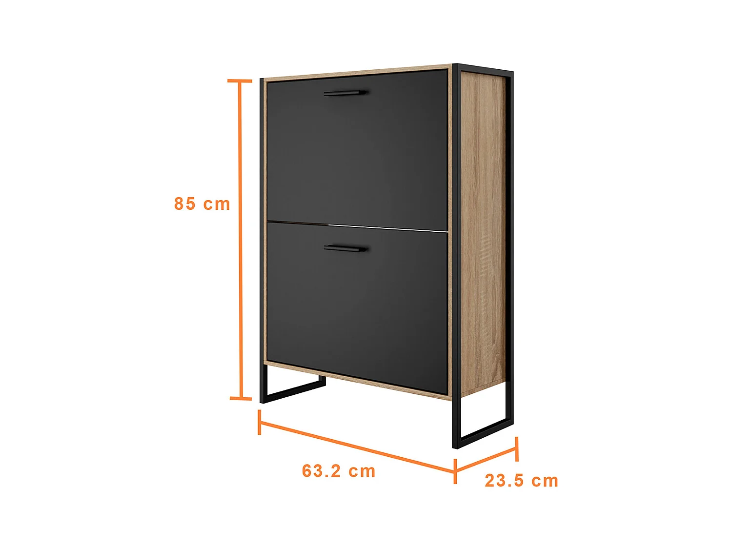CASABEL Meuble A Chaussure Industriel 12 Paires, Pour Entrée, Couloir - Noir Bois Clair