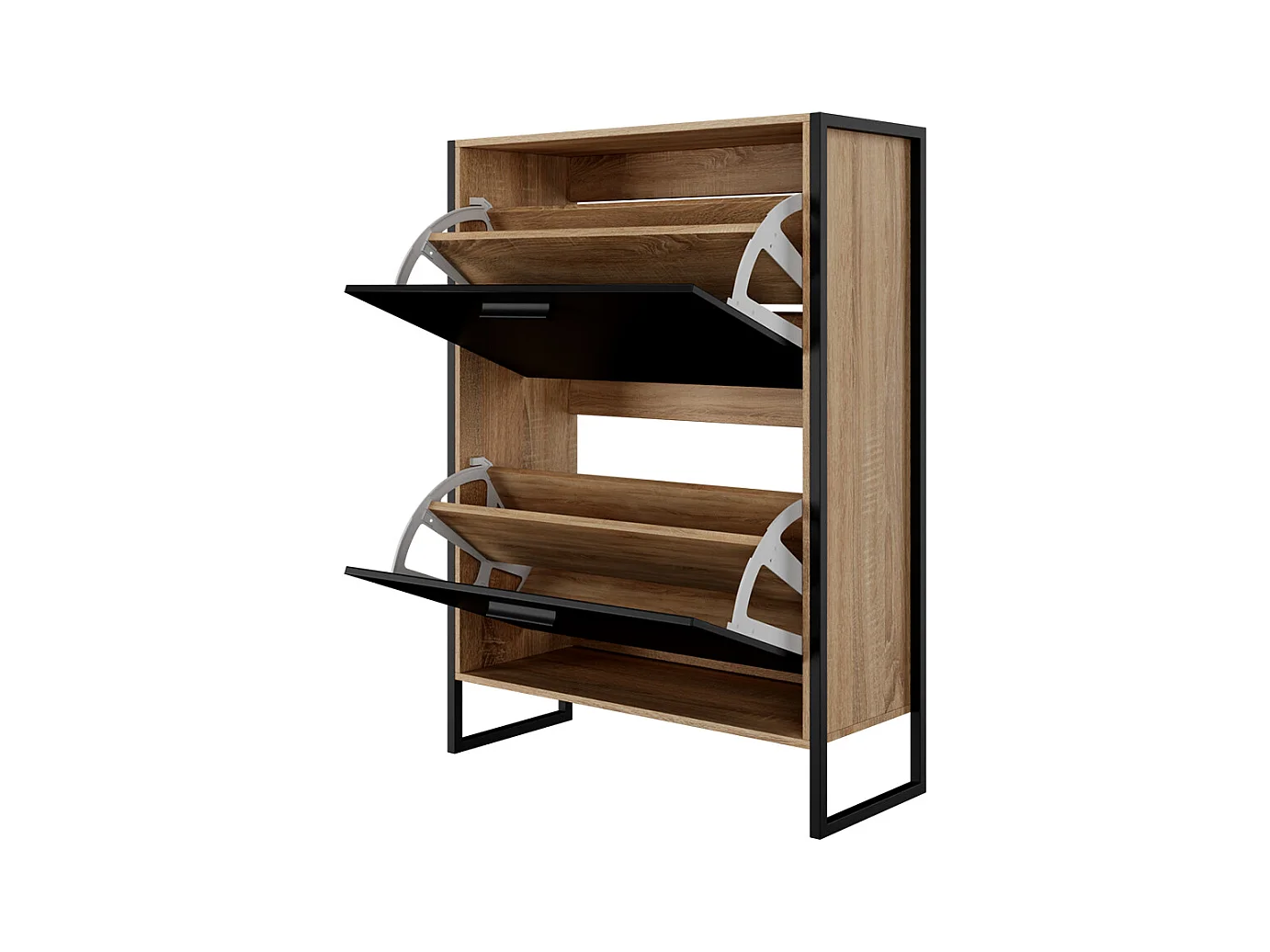 CASABEL Meuble A Chaussure Industriel 12 Paires, Pour Entrée, Couloir - Noir Bois Clair