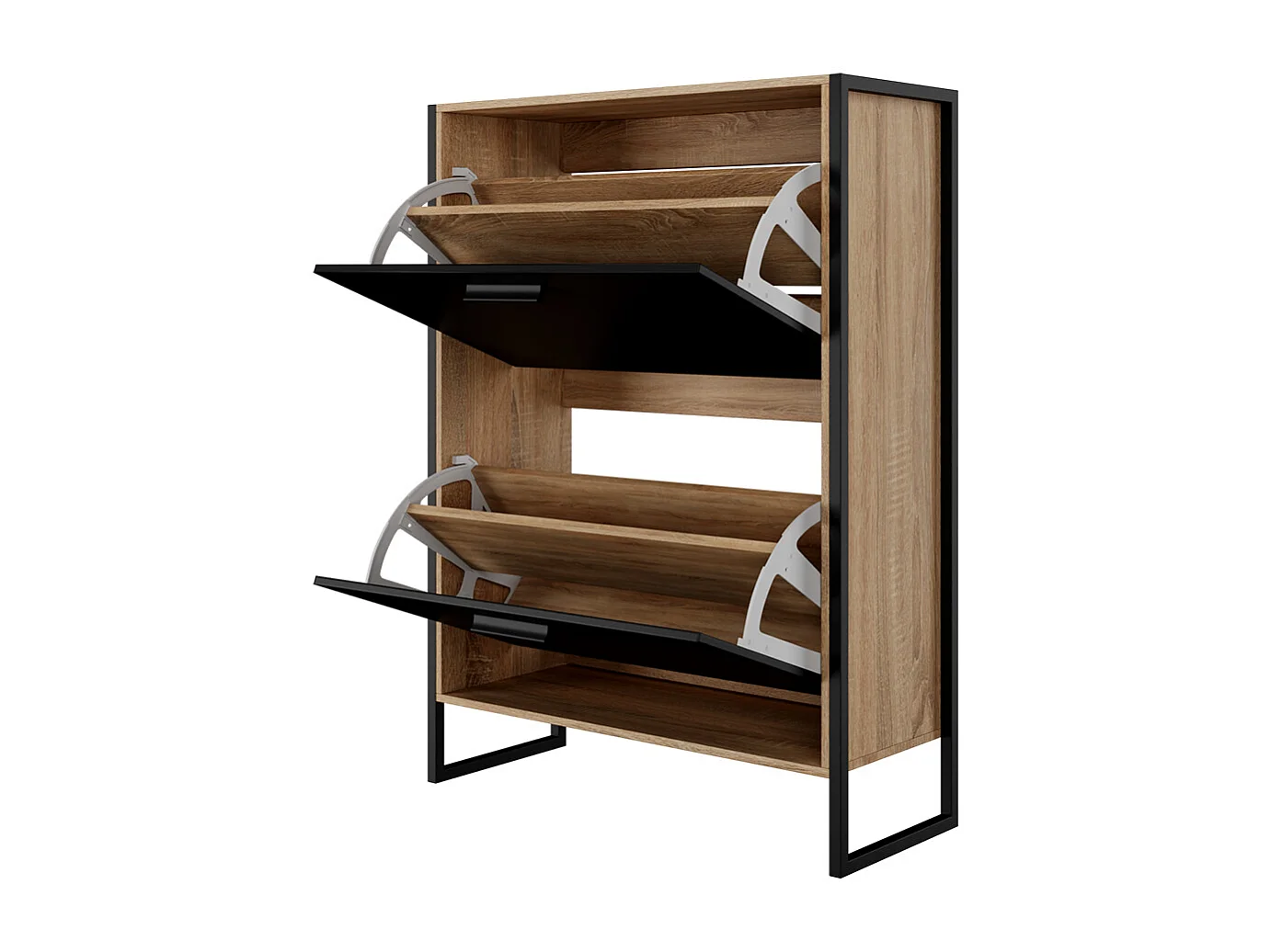 CASABEL Meuble A Chaussure Industriel 12 Paires, Pour Entrée, Couloir - Noir Bois Clair