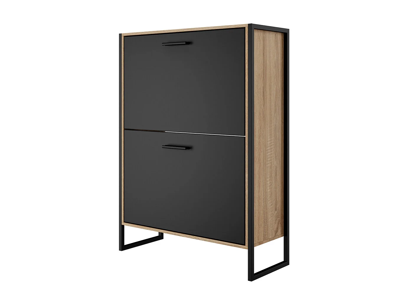 CASABEL Meuble A Chaussure Industriel 12 Paires, Pour Entrée, Couloir - Noir Bois Clair