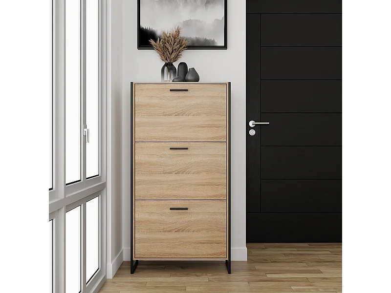 CASABEL Meuble A Chaussure Industriel 18 Paires, Pour Entrée, Couloir - Bois Clair