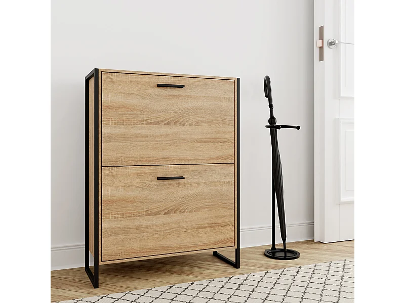 CASABEL Meuble A Chaussure Industriel 12 Paires, Pour Entrée, Couloir - Bois Clair