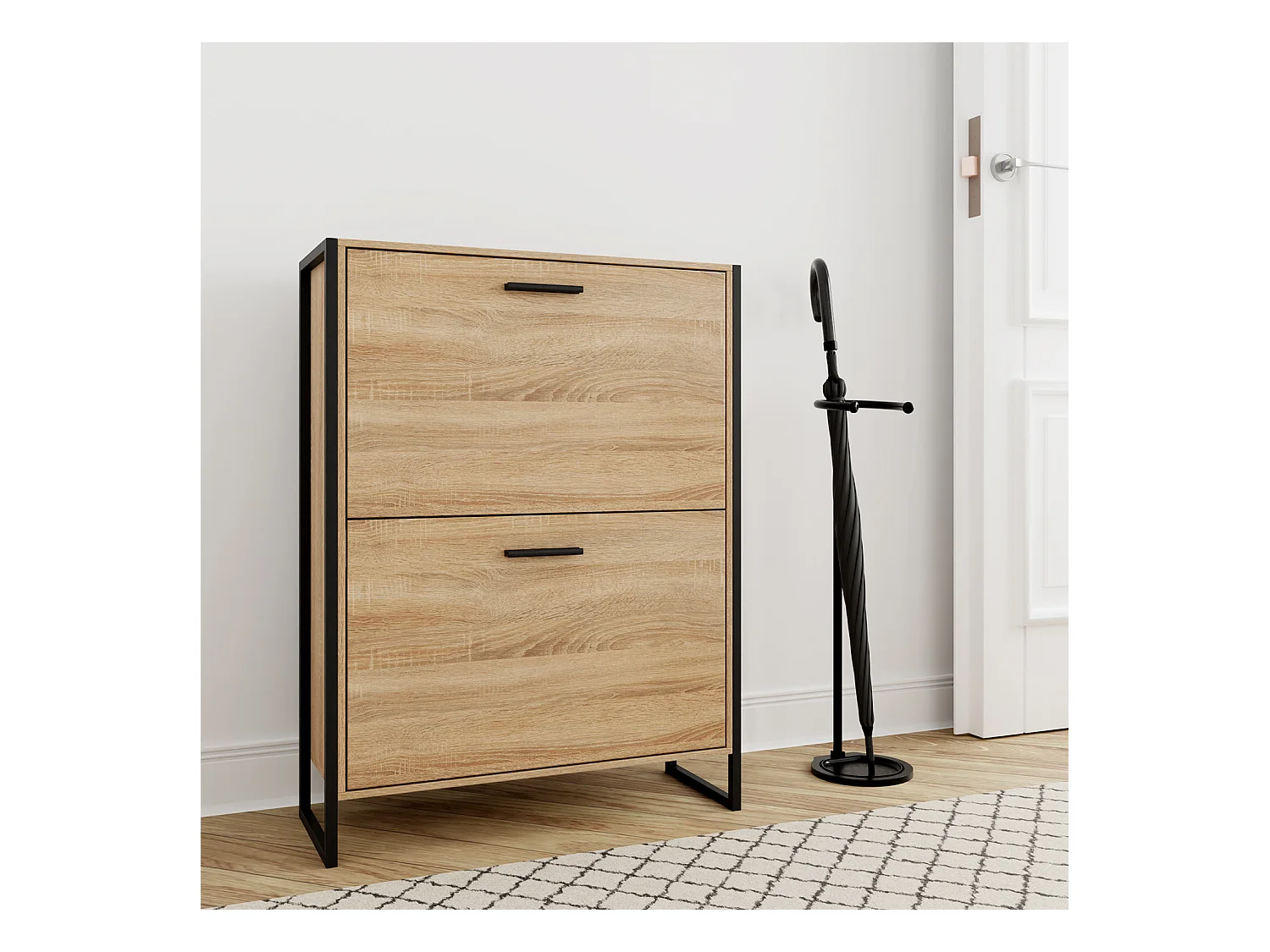 CASABEL Meuble A Chaussure Industriel 12 Paires, Pour Entrée, Couloir - Bois Clair