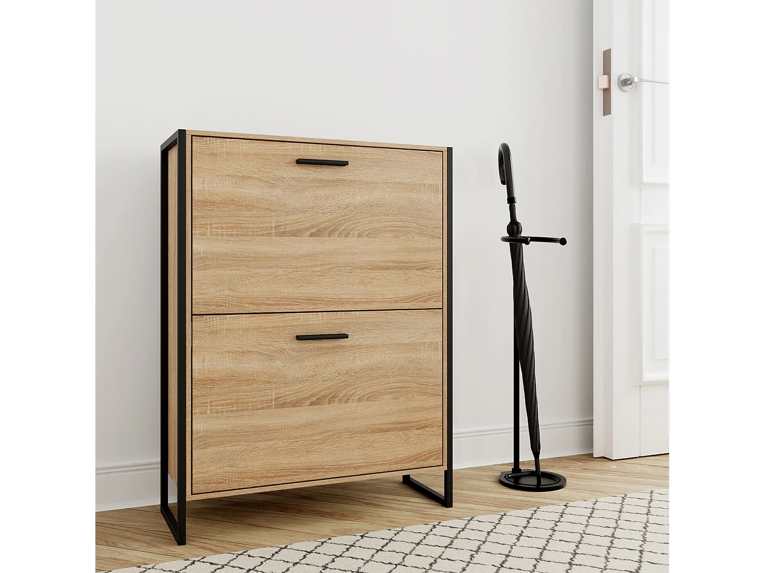 CASABEL Meuble A Chaussure Industriel 12 Paires, Pour Entrée, Couloir - Bois Clair