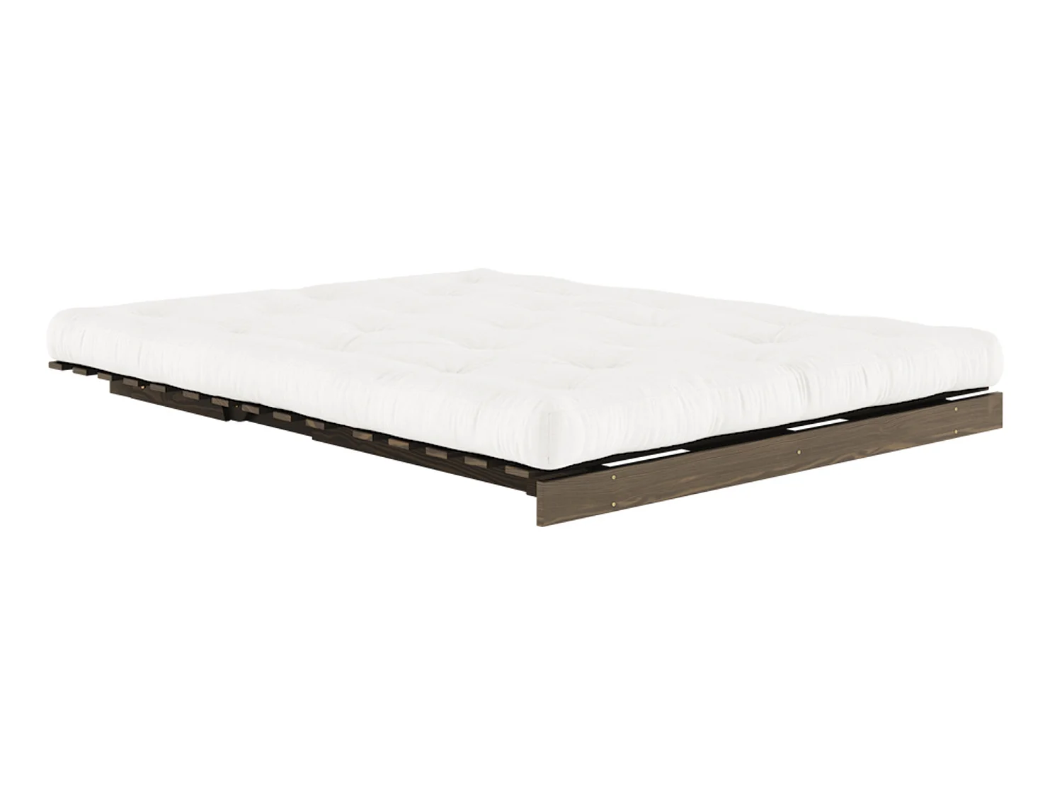 Canapé convertible ROOTS en pin massif foncé et matelas futon naturel 160x200