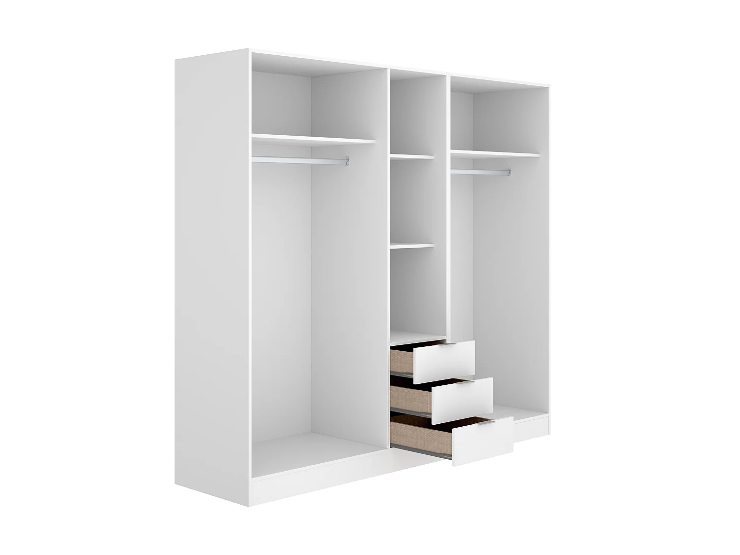 Roupeiro 5 portas e 3 gavetas C202 cm branco - LISTOWEL