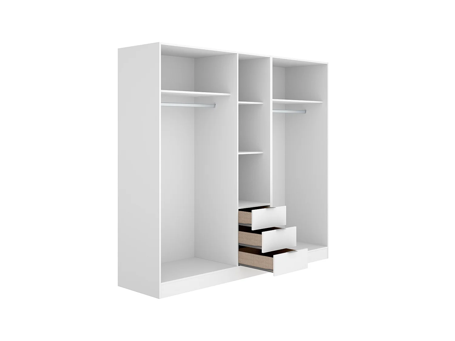 Kast met 5 deuren en 3 lades - L202 cm - Wit - LISTOWEL