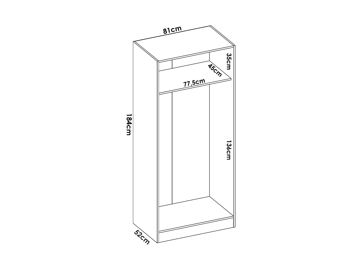 Armoire d'angle 5 portes - L173 cm - Blanc - LISTOWEL