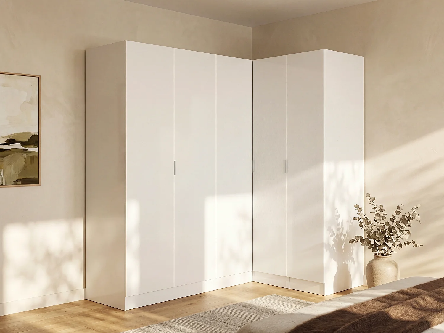 Eckkleiderschrank mit 5 Türen - 173 cm - Weiß - LISTOWEL