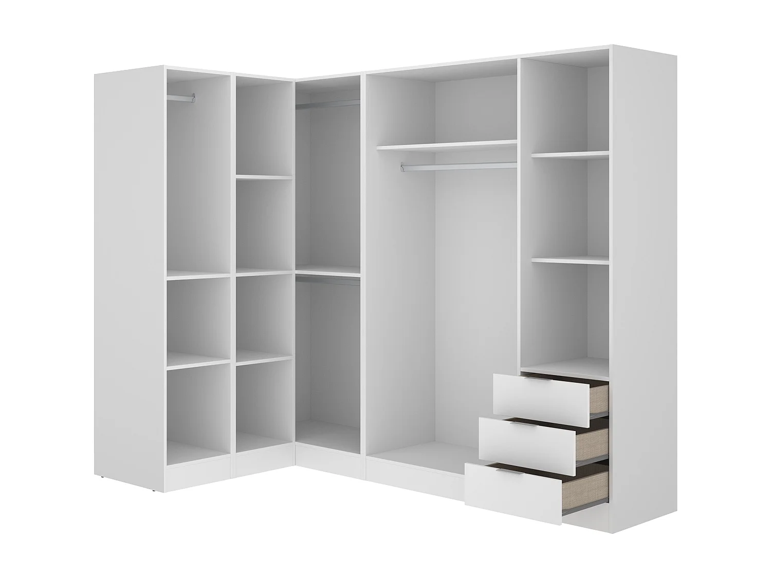 Roupeiro de canto 6 portas e 3 gavetas C213 cm branco - LISTOWEL