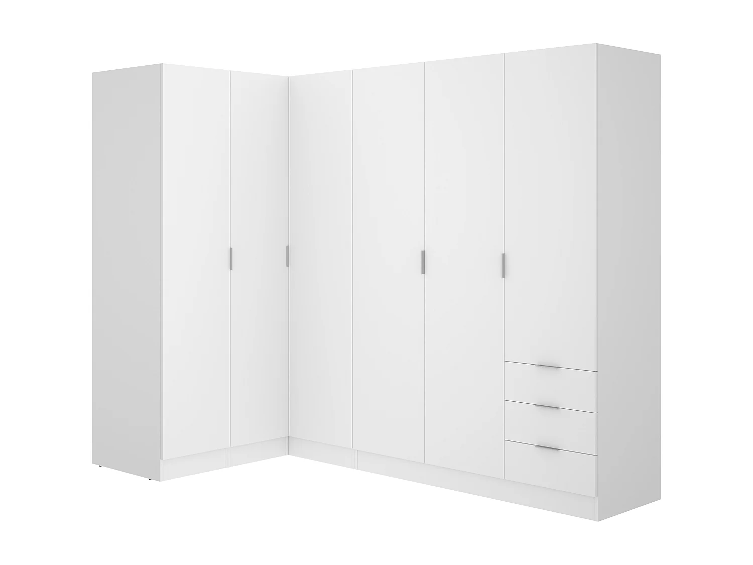 Roupeiro de canto 6 portas e 3 gavetas C213 cm branco - LISTOWEL