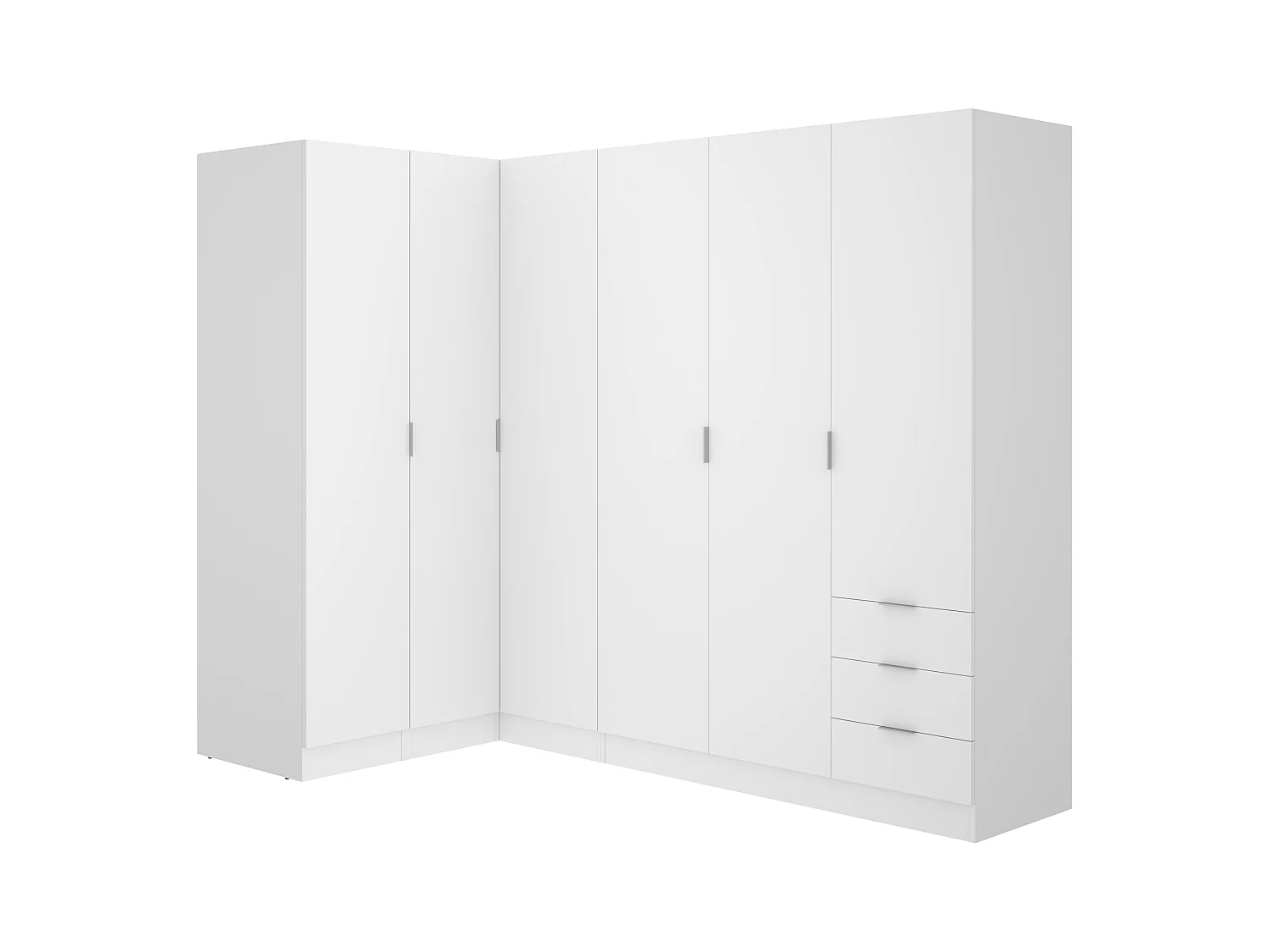 Armoire d'angle 6 portes et 3 tiroirs - L213 cm - Blanc - LISTOWEL