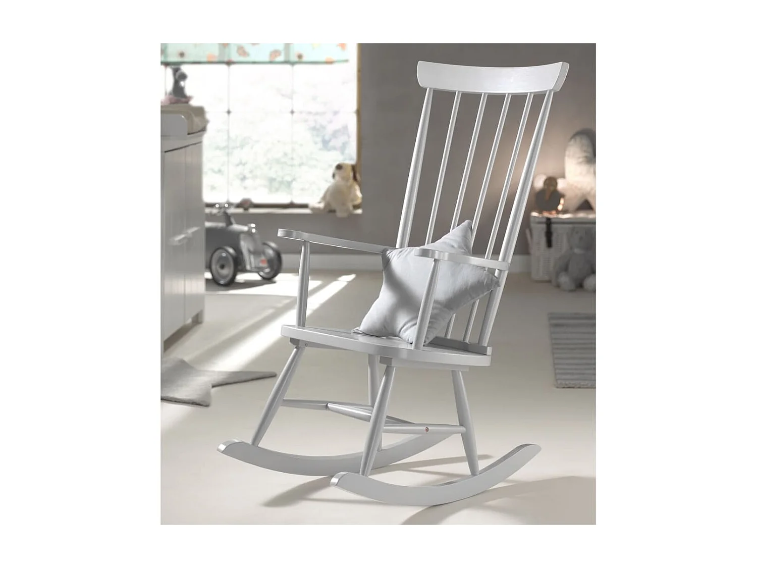 Fauteuil à Bascule en Bois "Rocky" 124cm Gris