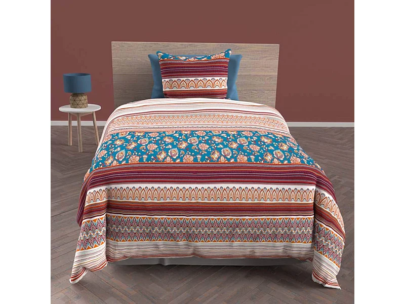 Set funda nórdica de algodón 57 hilos/cm2 140x200 cm JAIPUR azul