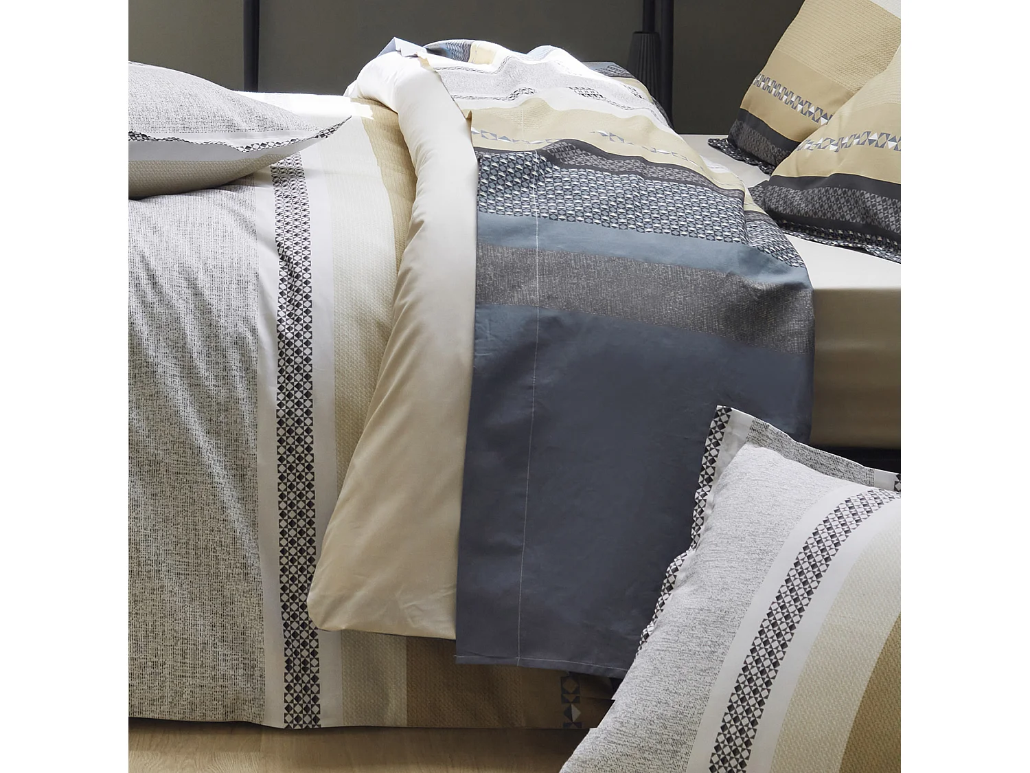 Parure de lit percale Marlow Acier 140x200 cm - Tradilinge