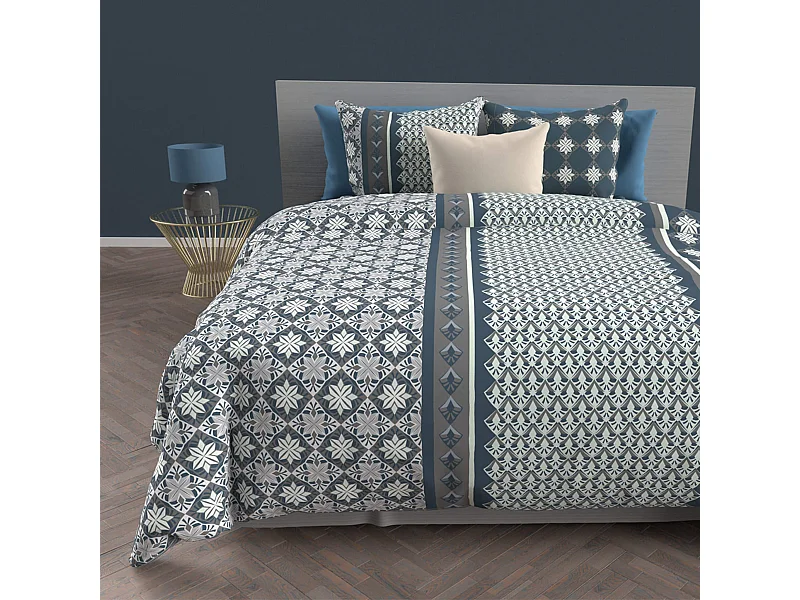 Parure de lit Lisbonne bleu 240x220 cm