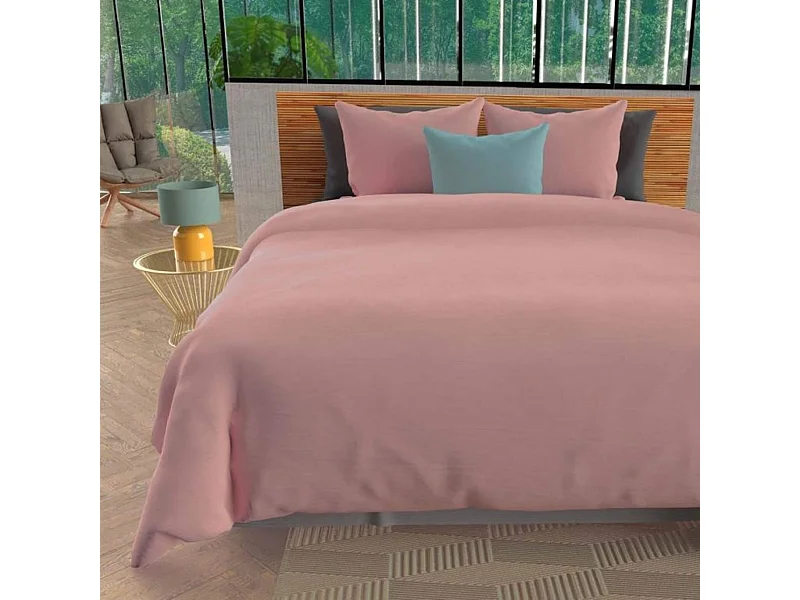 Set funda nórdica de microfibra lavada 260x240 cm BOHEME rosa viejo, por Intemporel