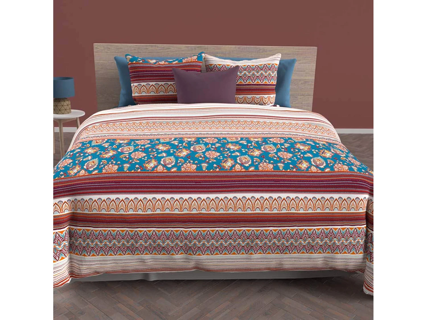 Parure de lit Jaipur bleu 240x220 cm