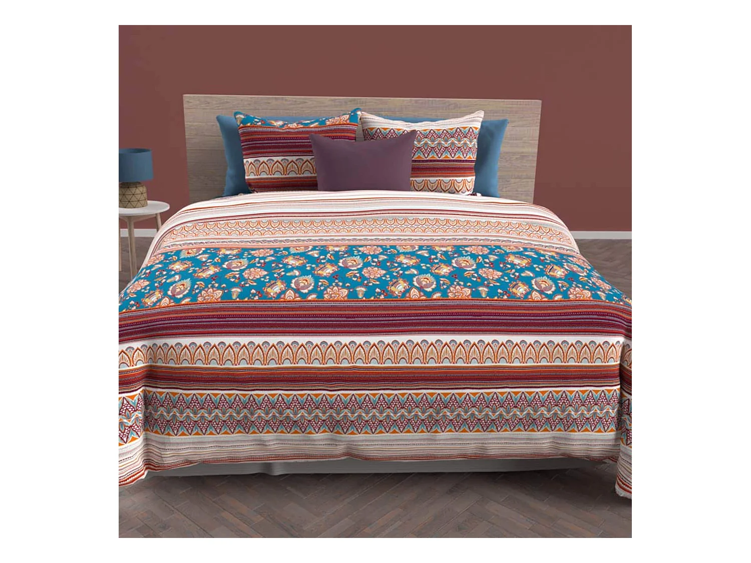 Parure de lit Jaipur bleu 240x220 cm