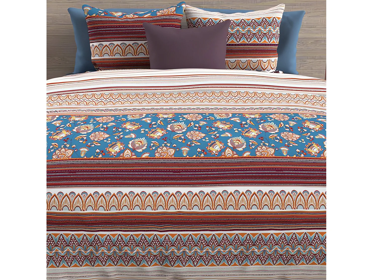Set funda nórdica de algodón 57 hilos/cm2 240x220 cm JAIPUR azul
