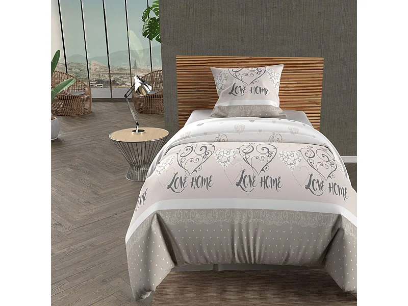 Set funda nórdica de algodón 57 hilos 140x200 cm Natural VALENTINE