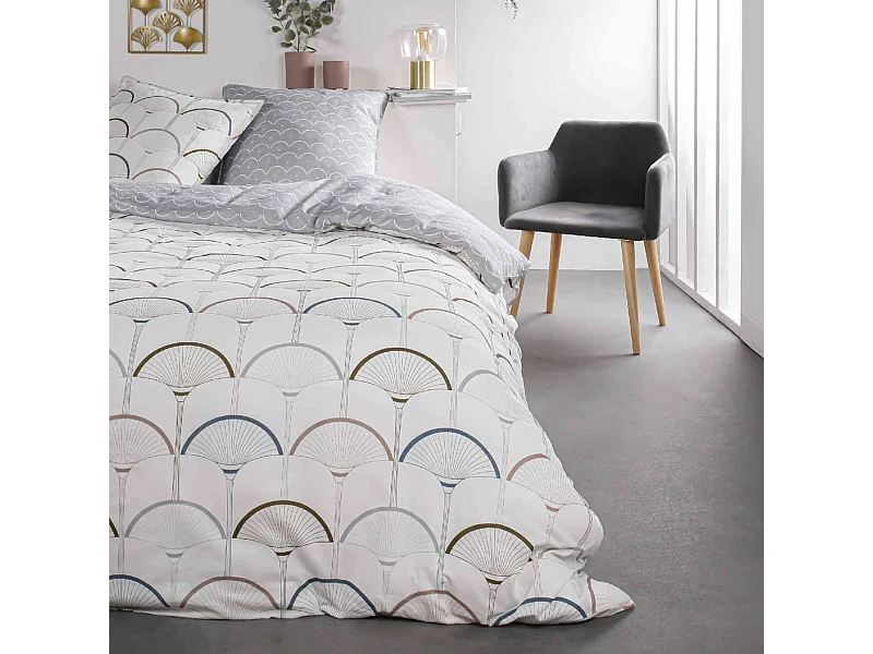 Parure de lit Sunshine 6.23 imprimé blanc graphique 260x240 cm