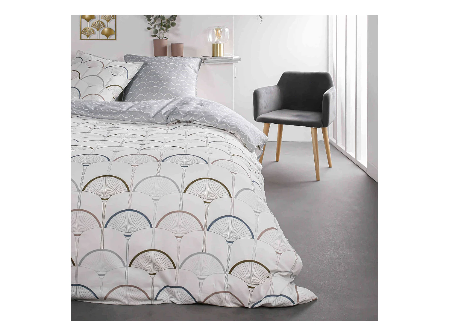 Parure de lit Sunshine 6.23 imprimé blanc graphique 260x240 cm