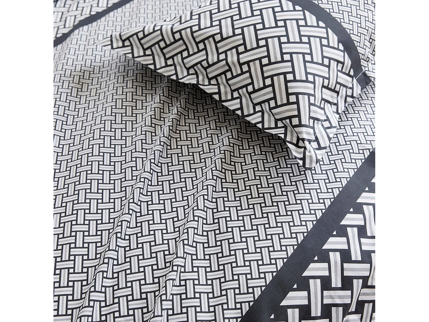 Parure de lit percale Riviera réglisse 240x220 cm - Tradilinge