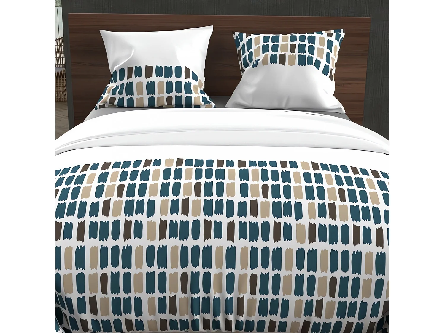 Set funda nórdica de algodón 57 hilos 240x220 cm FABIO azul