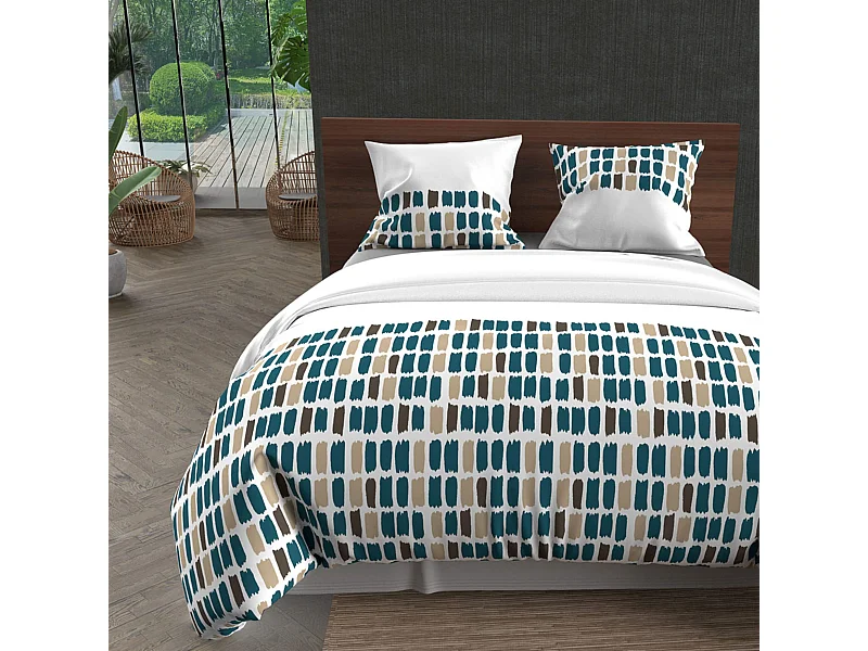 Set funda nórdica de algodón 57 hilos 240x220 cm FABIO azul