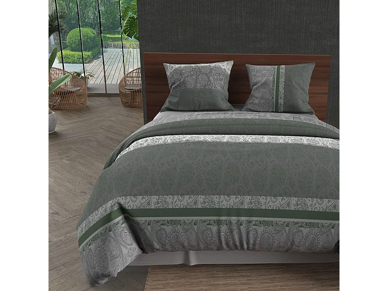 Set funda nórdica de algodón 57 hilos 260x240 cm CASHMERE gris