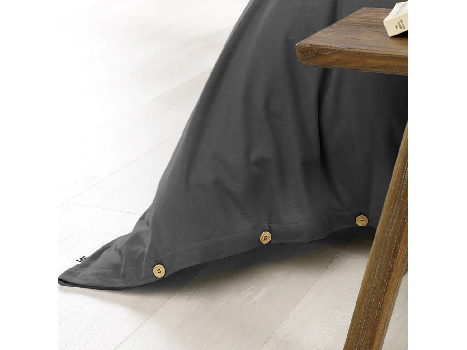 Parure de lit flanelle anthracite 140x200 cm