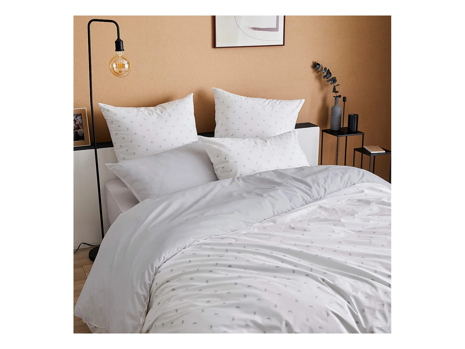 Parure de lit percale Alex nuage 240x220 cm - Tradilinge