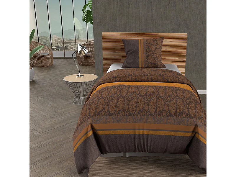 Set funda nórdica de algodón 57 hilos 140x200 cm CACHEMIRA ocre