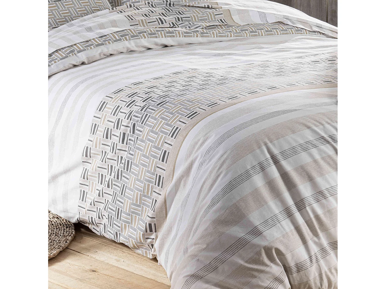 Parure de lit Diego gris 140x200 cm - Tradilinge