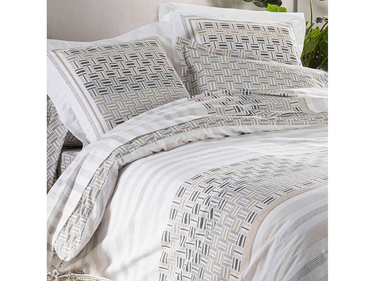 Parure de lit Diego gris 140x200 cm - Tradilinge