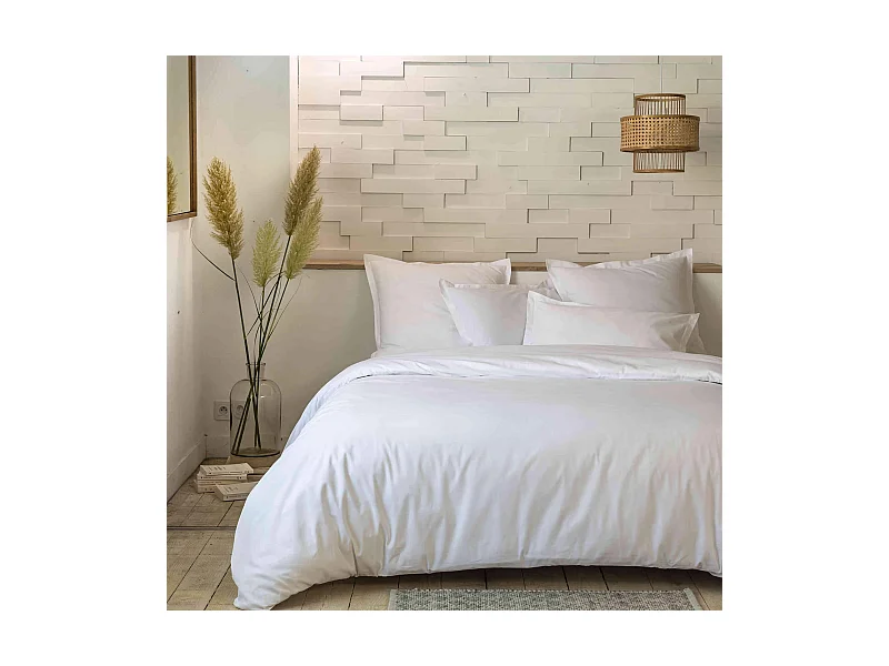 Parure de lit percale unie blanc 260x240 cm