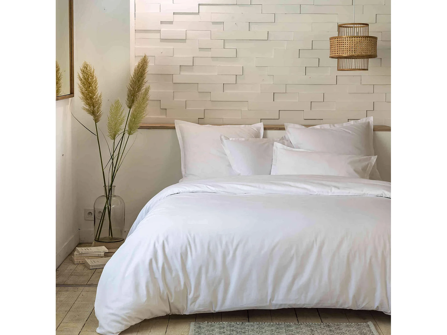 Parure de lit percale unie blanc 260x240 cm