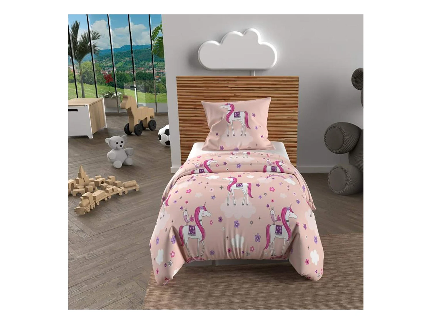 Parure de lit enfant Licornes 120x150