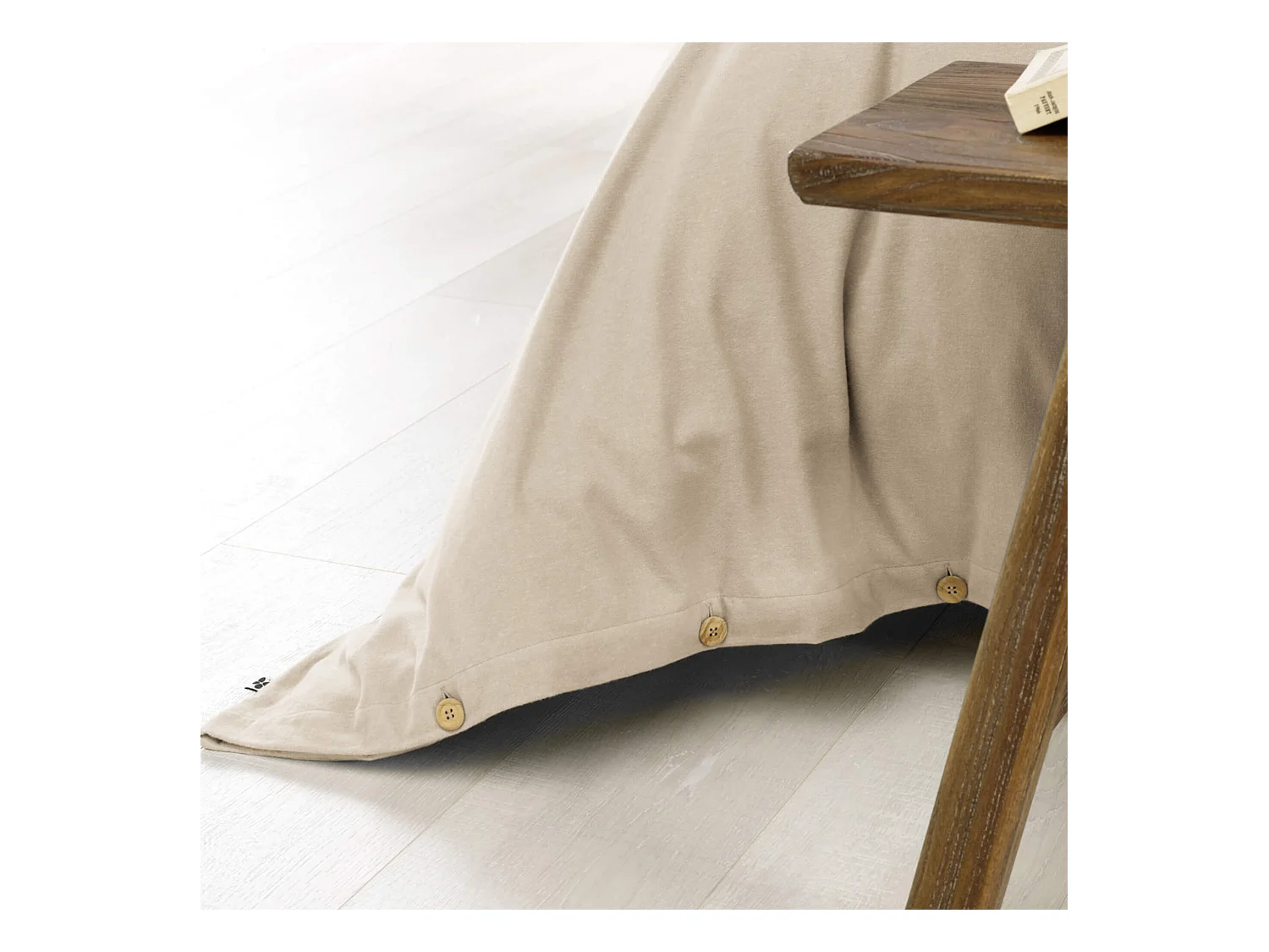 Parure de lit flanelle beige 200x200 cm