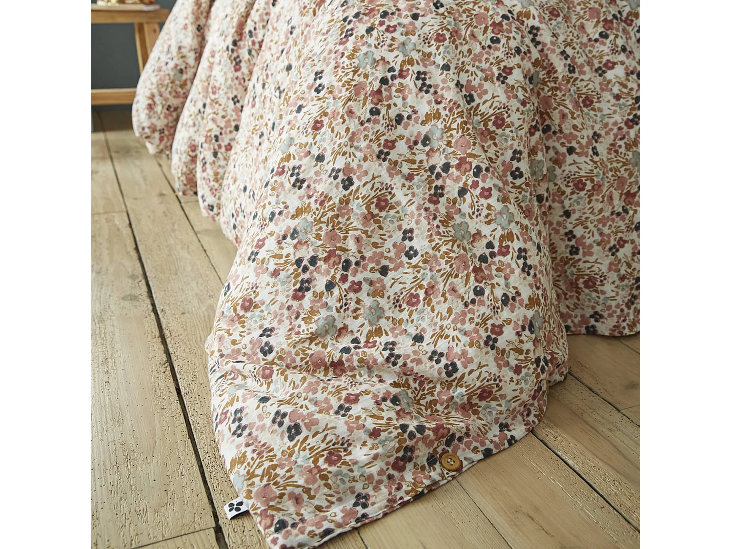 Parure de lit gaze de coton imprimé floral 240x220 rose