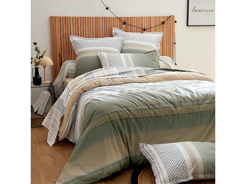 Parure de lit Niagara kaki 240x220 cm - Tradilinge