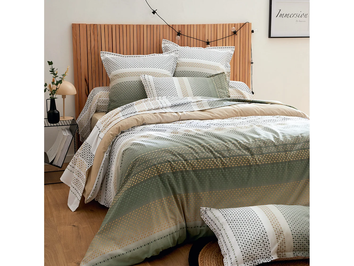 Parure de lit Niagara kaki 240x220 cm - Tradilinge