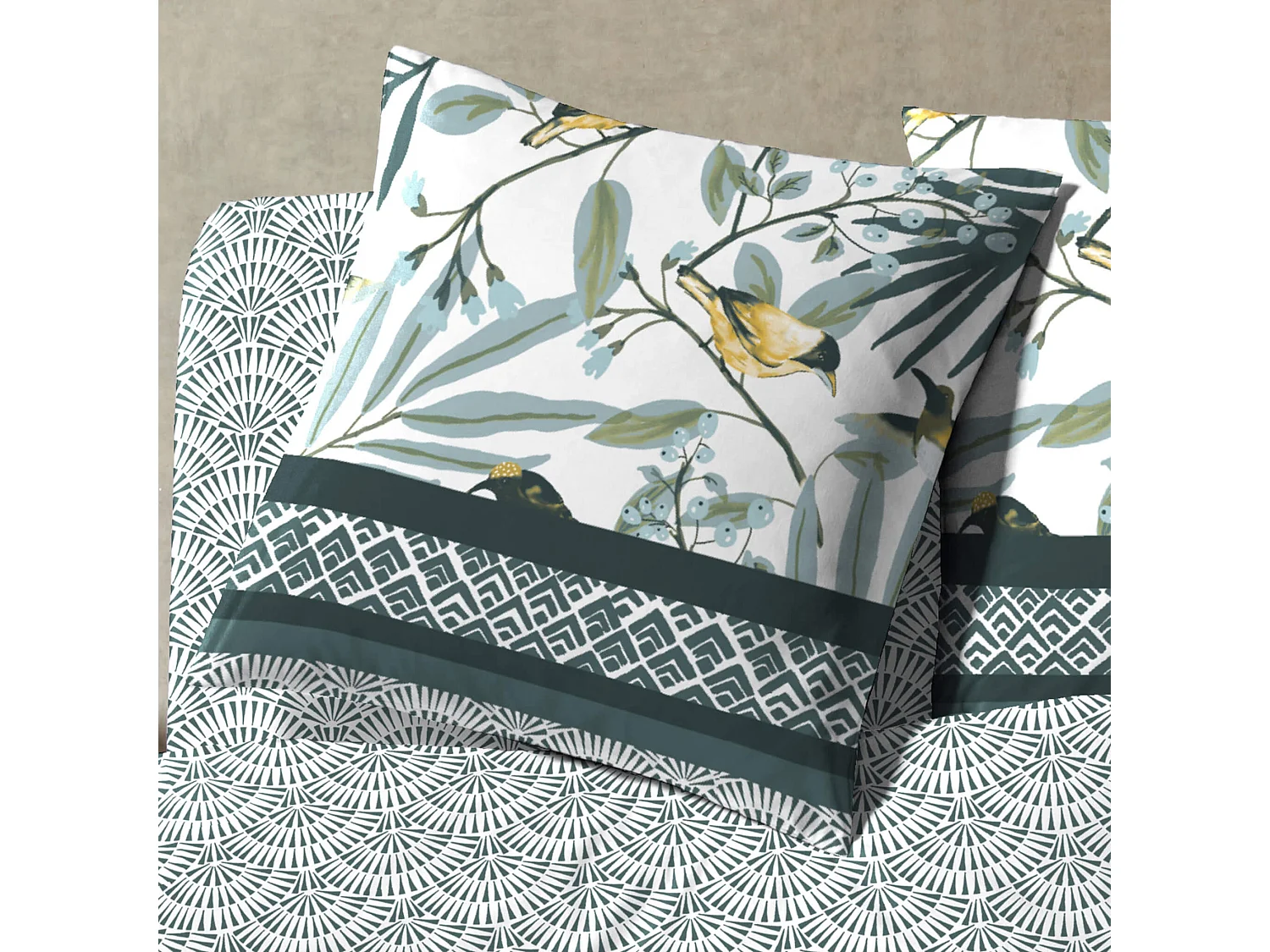 Parure de lit Colibri vert 240x220