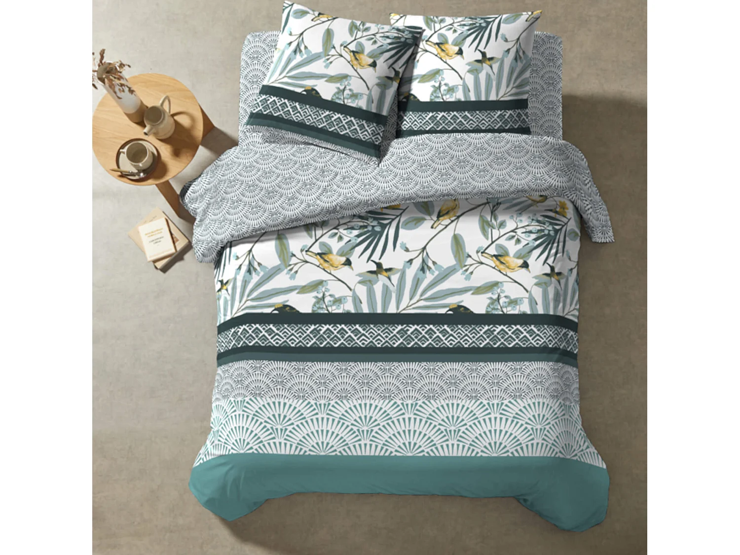 Parure de lit Colibri vert 240x220
